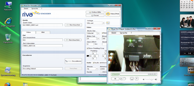 Mit Hilfe des Riva FLV Encoder werden aus AVI- und MPEG-Videofiles Flashfilme im FLV-Format. Sehr hilfreich: Zur Anpassung auf verschiedene Bandbreiten können Filmabmaße, Anzahl Bilder pro Sekunde und Tonqualität modifiziert werden. Damit können selbst über ISDN-Leitungen beachtliche Videos gestreamt werden. 